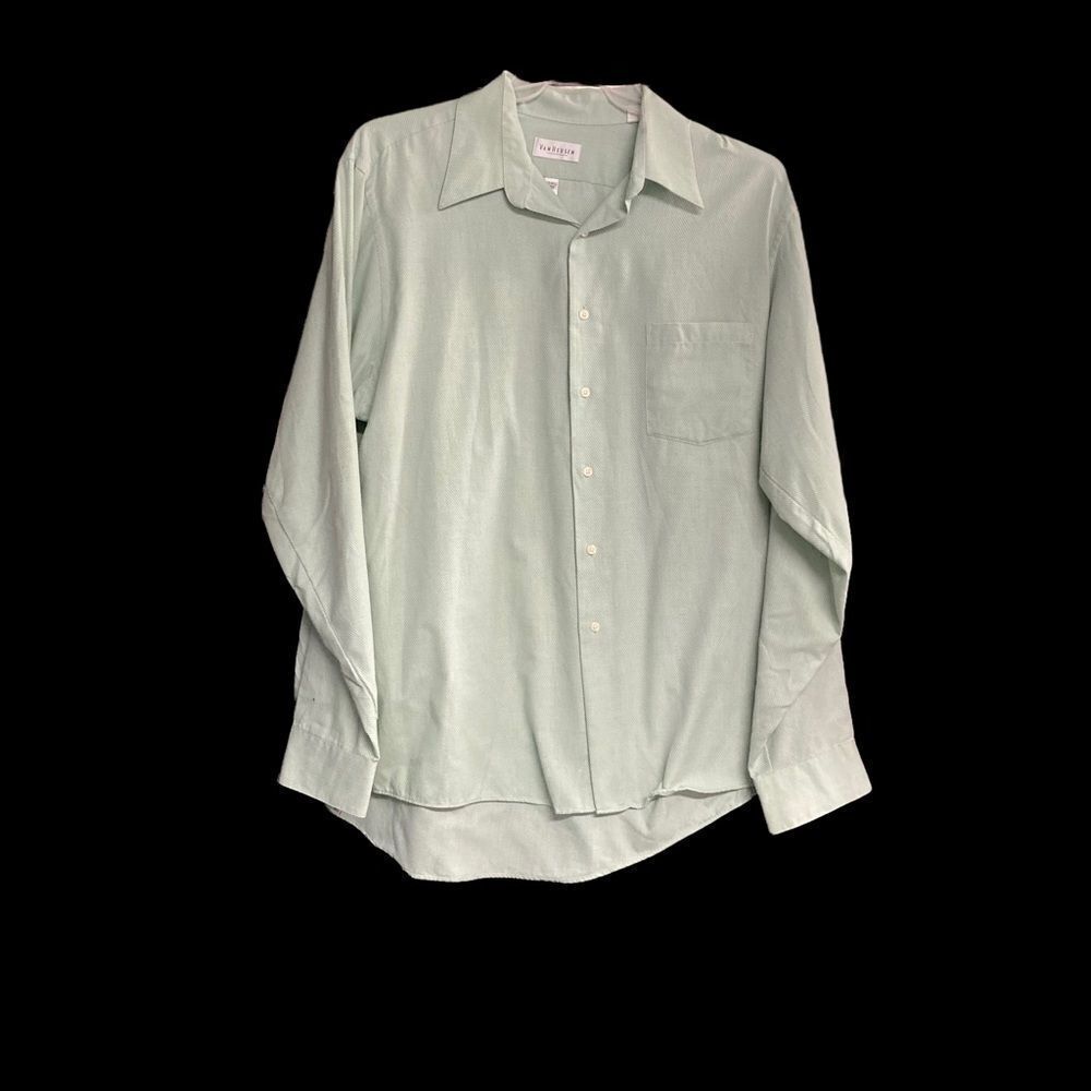 VAN HEUSEN Men’s Wrinkle‎ Free Green Shirt Size 17 36/37 X Large Long Sleeve